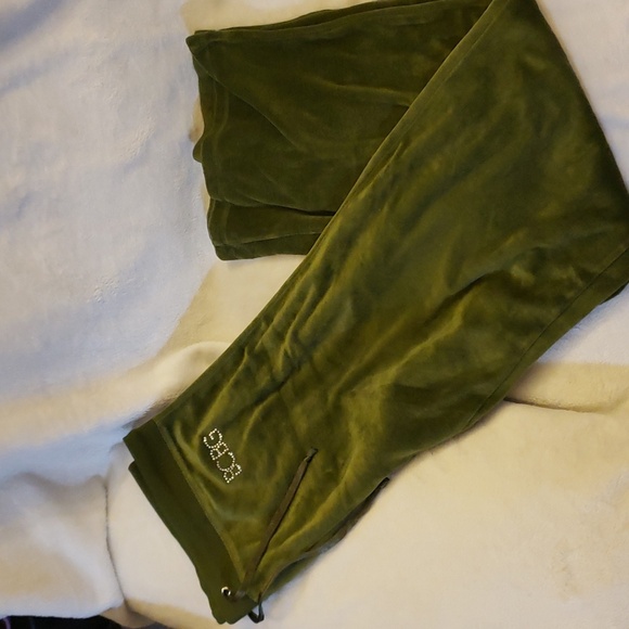 BCBG VINTAGE Green velour leisure suit Zip up Sweatshirt hoodie. LIKE NEW. - Picture 2 of 12